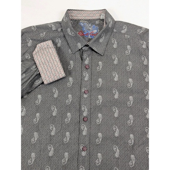 Robert Graham Bayview Paisley Jacquard Long Sleeve Button Flip Shirt Mens 3XL - Picture 3 of 9